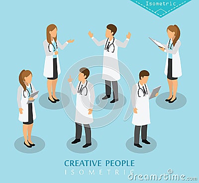 People isometric hospital and medical care Vector Illustration