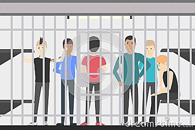 People in jail. Vector Illustration