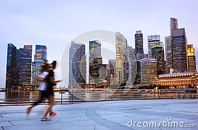 People jogging in Singapore Stock Photo