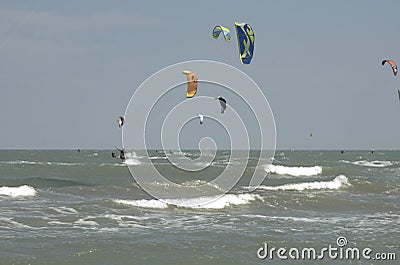 People kite surfing at beach Editorial Stock Photo