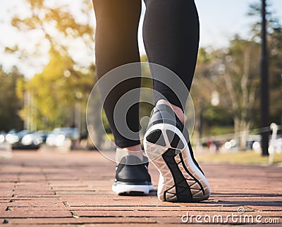 People Legs Sport shoe walk exercise Park Outdoor Stock Photo