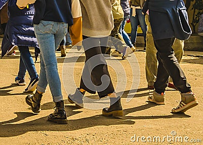 People Legs Walking, Montevideo, Uruguay Editorial Stock Photo