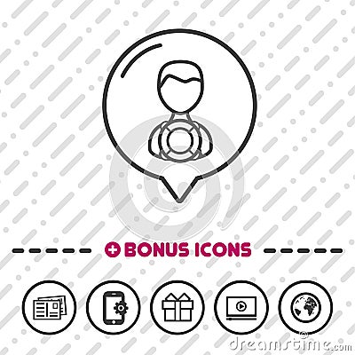 People with Lifebuoy Icon thin line Bonus Icons. Eps10 Vector Vector Illustration