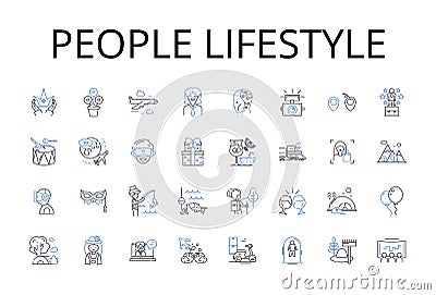 People lifestyle line icons collection. Life events, Human existence, Social behavior, Personal habits, Cultural norms Vector Illustration