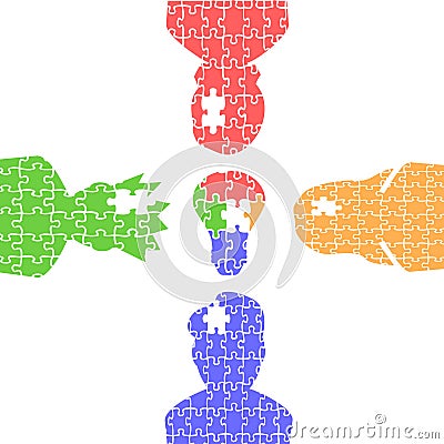 People light bulb idea puzzles Vector Illustration