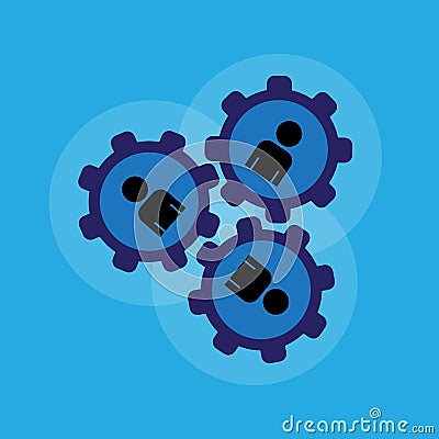 People are like one mechanism. Mechanism of work. We are all as one whole, movement and integrity. Vector illustration Vector Illustration