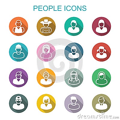 People long shadow icons Stock Photo