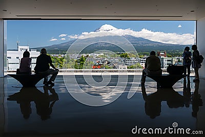people look at mt. Fuji from world heritage center, Fujinomiya Editorial Stock Photo