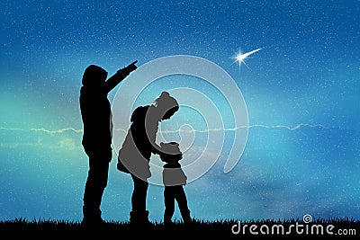 People look the shooting stars Stock Photo