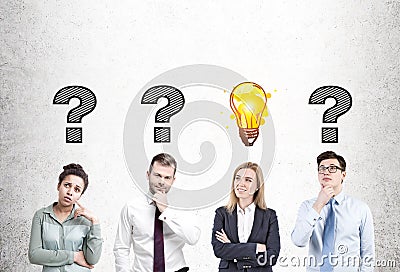 People looking for answers, concrete Stock Photo