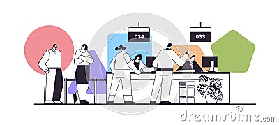 people looking at display number board in waiting room electronic queuing system queue management concept Vector Illustration