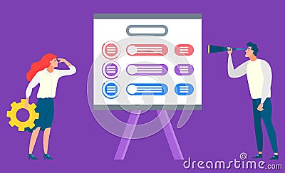 Whiteboard with Scheme, Data Analysis Info Stats Vector Illustration