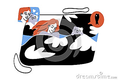 People lying under blankets Cartoon Illustration