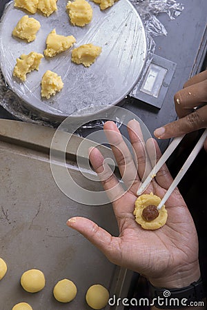 People make dough of nastar Stock Photo