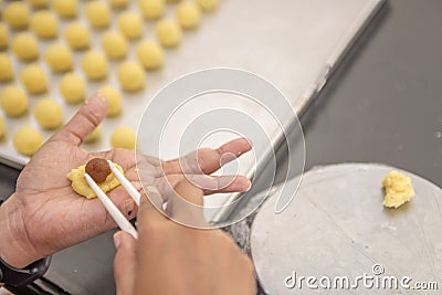 People make dough of nastar Stock Photo