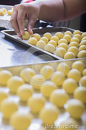 People make dough of nastar Stock Photo