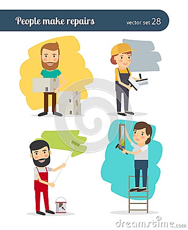 People make repairs Vector Illustration