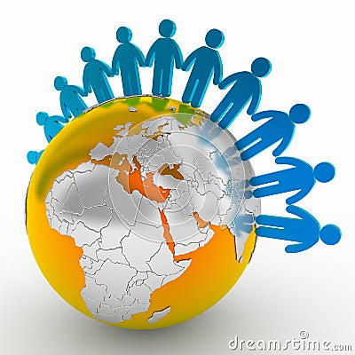 People making a ring of peace around the world Stock Photo