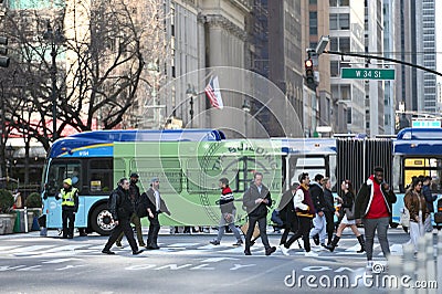 People at Manhattan street, in New York City Editorial Stock Photo
