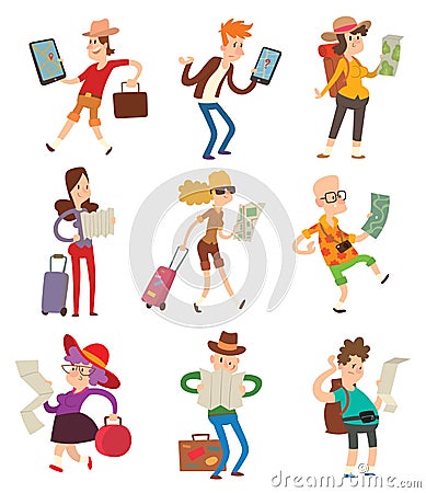 People with maps vector. Vector Illustration