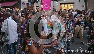 People march during LGBT pride celebrations in mallorca Editorial Stock Photo