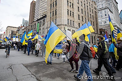 Protest against Russian Invasion of Ukraine in Montreal, Canada Editorial Stock Photo