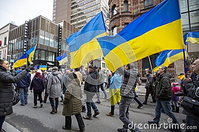 Protest against Russian Invasion of Ukraine in Montreal, Canada Editorial Stock Photo