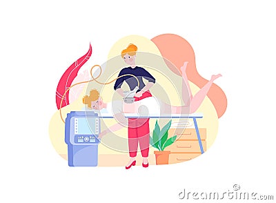 People massage, medical device for wellness, spa salon treatment, design cartoon style vector illustration, isolated on Vector Illustration