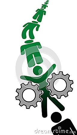 People Into Meat Grinder Gears Vector Illustration