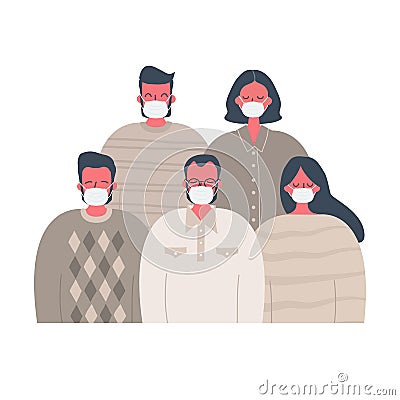 People in medical antivirus masks. Stay safe concept Vector Illustration