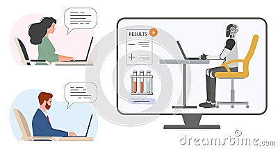 People Medical Test Robot Medicine Automated Lab Vector Illustration