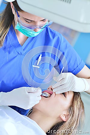 People, medicine, stomatology and health care concept Stock Photo