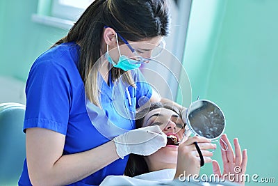 People, medicine, stomatology and health care concept Stock Photo