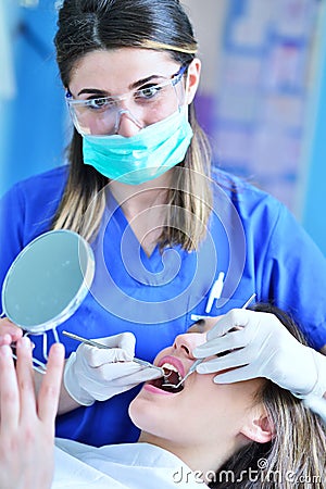 People, medicine, stomatology and health care concept Stock Photo