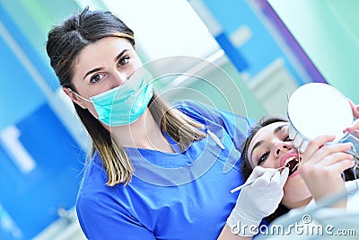 People, medicine, stomatology and health care concept Stock Photo