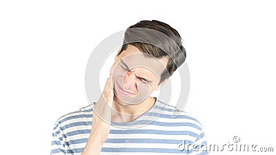 people, medicine, stomatology and health care concept - patient with toothache Stock Photo