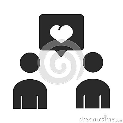 People message love community and partnership silhouette icon Vector Illustration