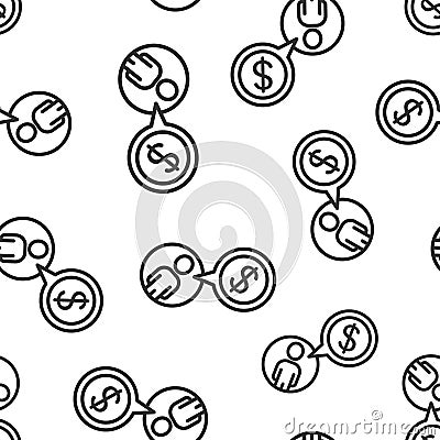 People with money icon in flat style. Investor vector illustration on white isolated background. Businessman seamless pattern Vector Illustration