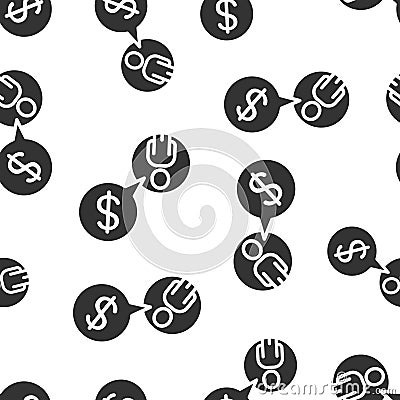 People with money icon in flat style. Investor vector illustration on white isolated background. Businessman seamless pattern Vector Illustration