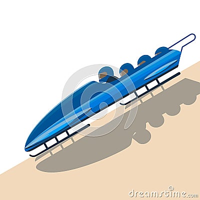 People moving down on bobsled on high speed vector illustration. Vector Illustration