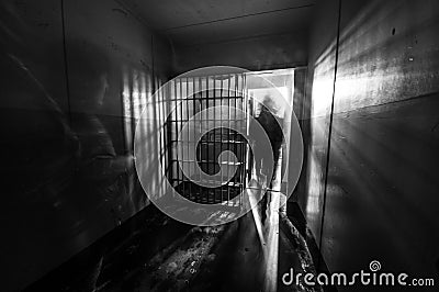 Inside a Jail Cell in Alcatraz Island Prison in San Francisco Bay Stock Photo