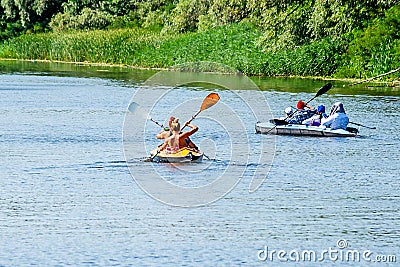 People moving to river kayaking Editorial Stock Photo