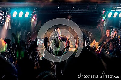 People on music concert, rock party. Editorial Stock Photo