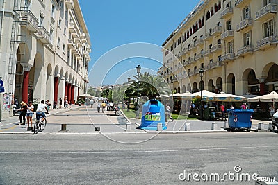 People near Aristotelous Square in Thessaloniki, Greece Editorial Stock Photo