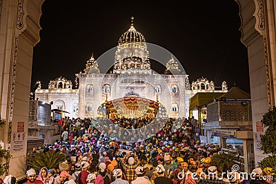 People near the Gurudwara Bangla Sahib on the occassion of the Gurpurab in New Delhi, India Editorial Stock Photo