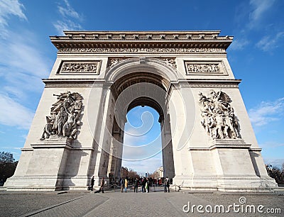 People near triumphal arch in Paris Editorial Stock Photo