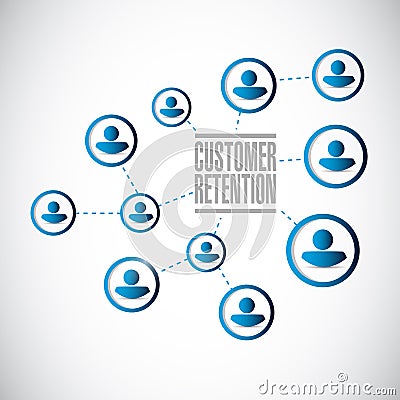 people network customer retention Cartoon Illustration