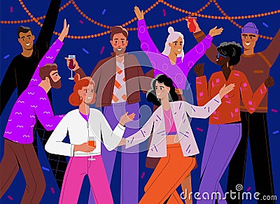 People at night party vector concept Vector Illustration