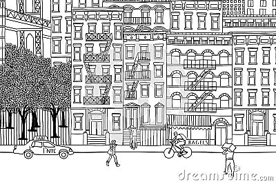 People in NYC Vector Illustration