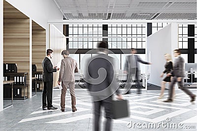People in office cubicles with pictures Stock Photo